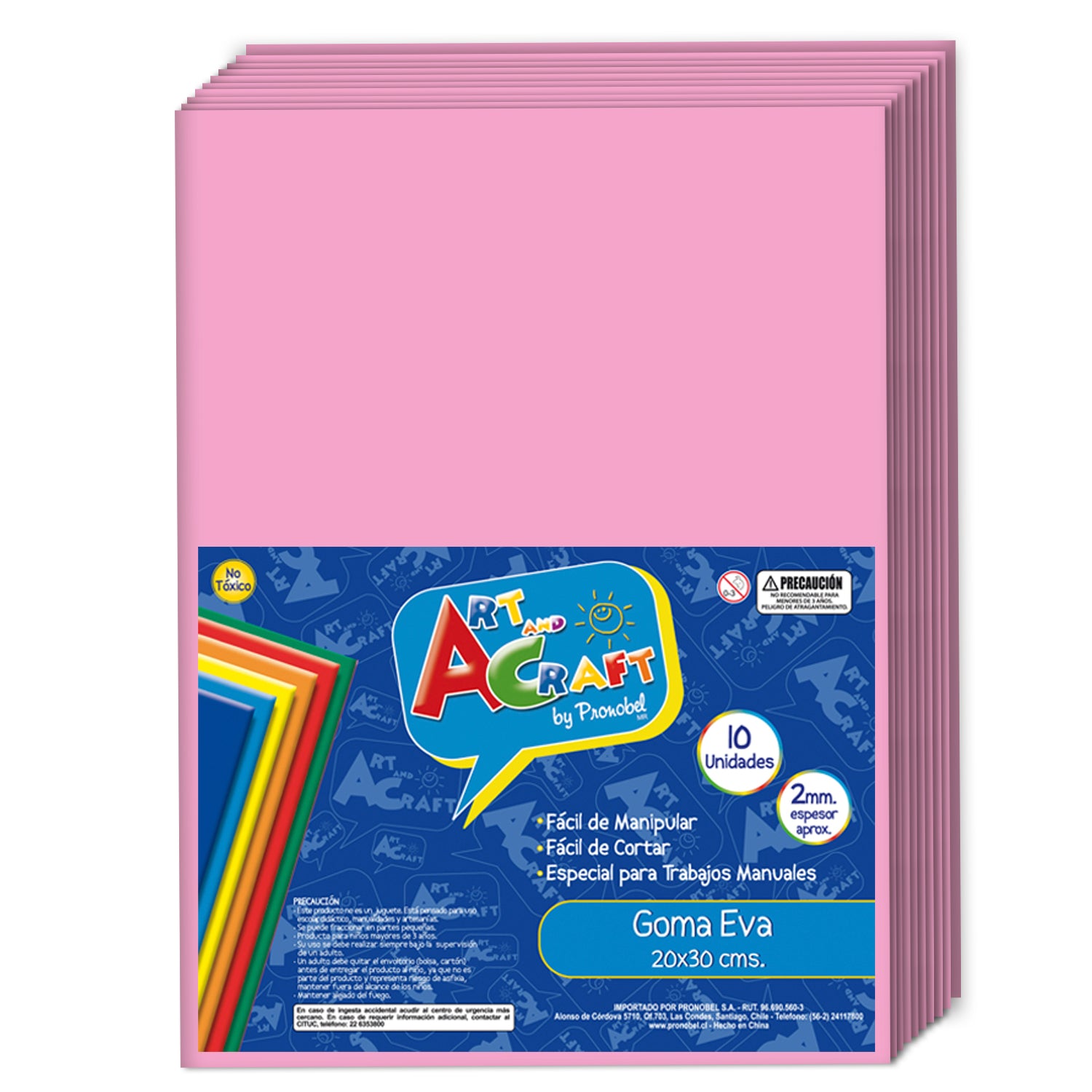 Goma Eva 20x30 cm 2 mm Rosada 10 Unidades | Art & Craft